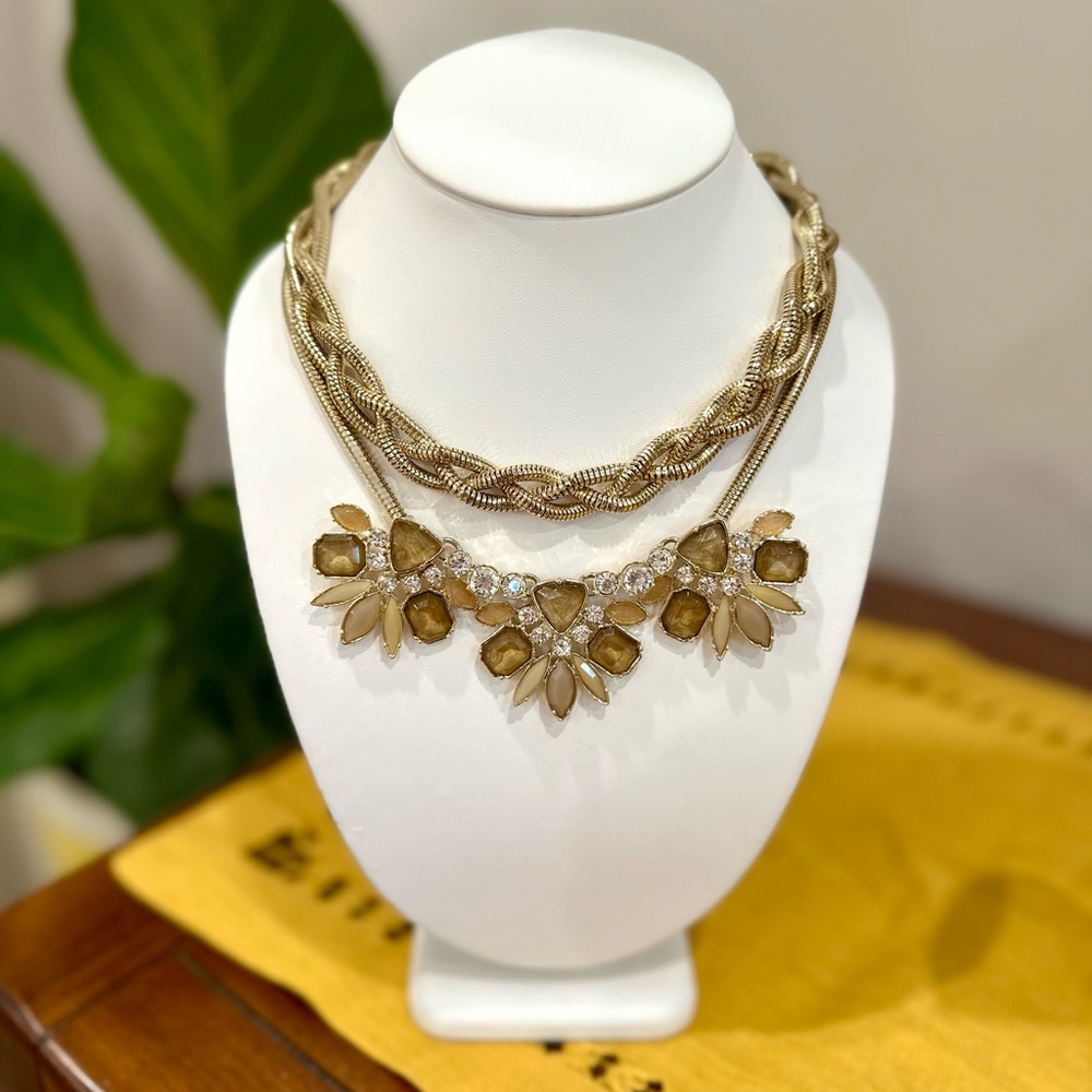 Ann Taylor Gemstone Statement Necklace - Brown/Ta… - image 2